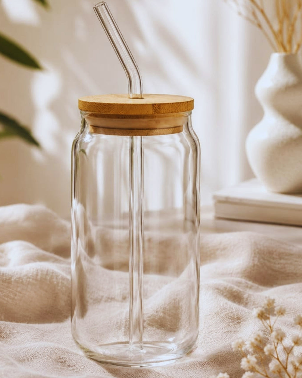 LumiSip Glass Tumbler with Bamboo Lid & Glass Straw | Inkraft Paragon