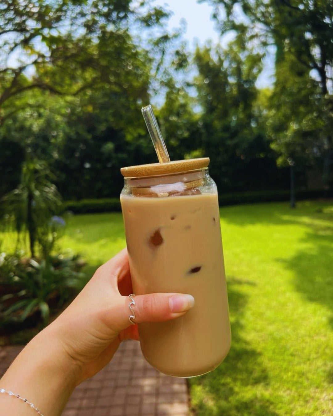 LumiSip Glass Tumbler with Bamboo Lid & Glass Straw | Inkraft Paragon