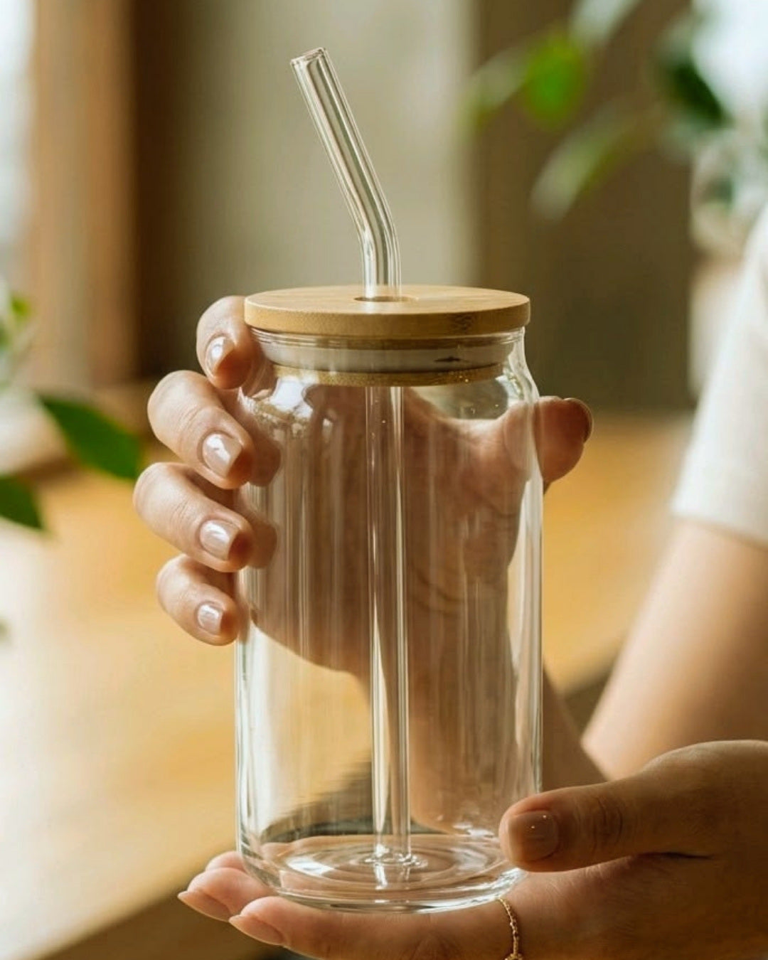LumiSip Glass Tumbler with Bamboo Lid & Glass Straw | Inkraft Paragon
