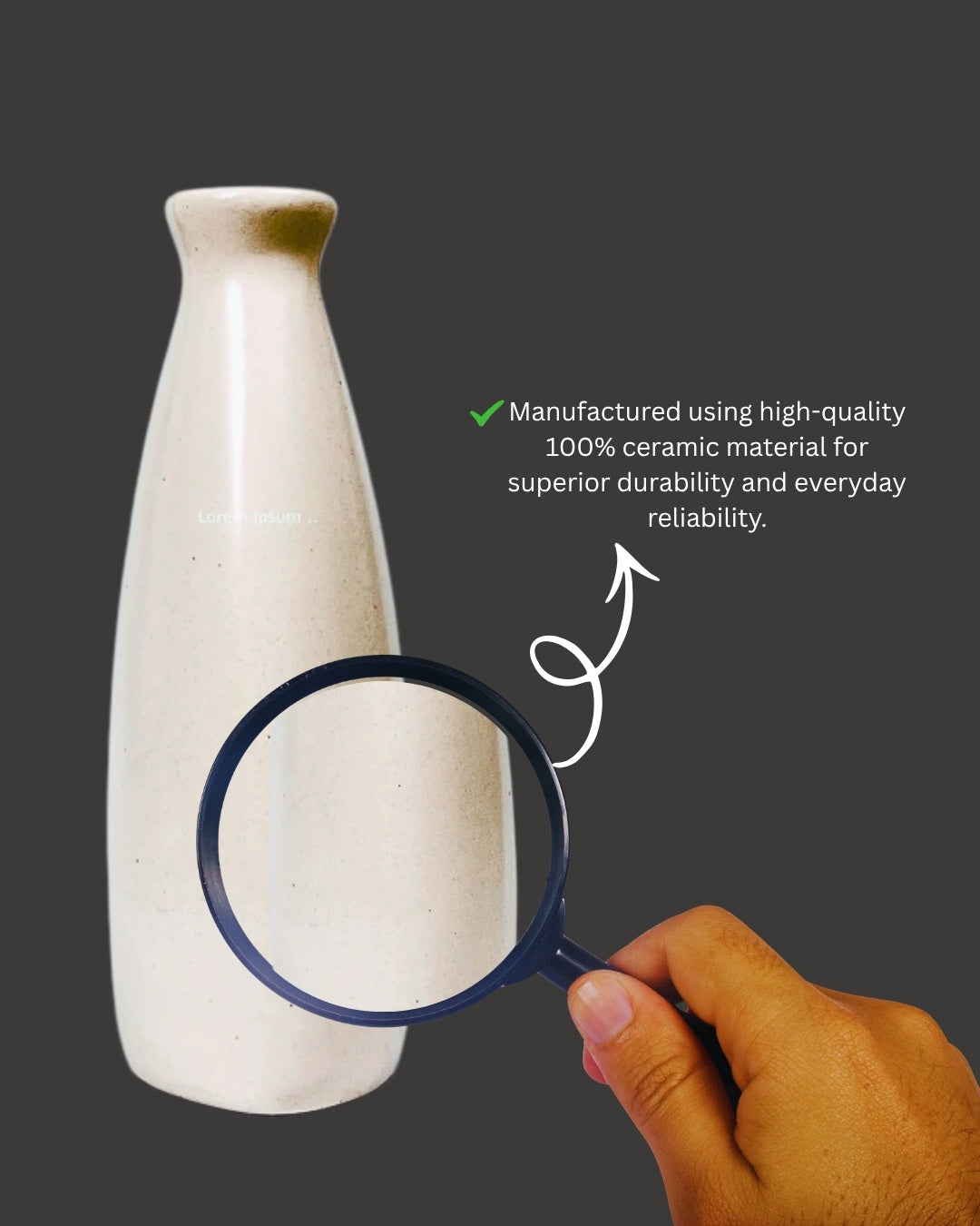 Ivory Grace Handcrafted Ceramic Flower Vase | Minimalist Home Décor | Inkraft Paragon
