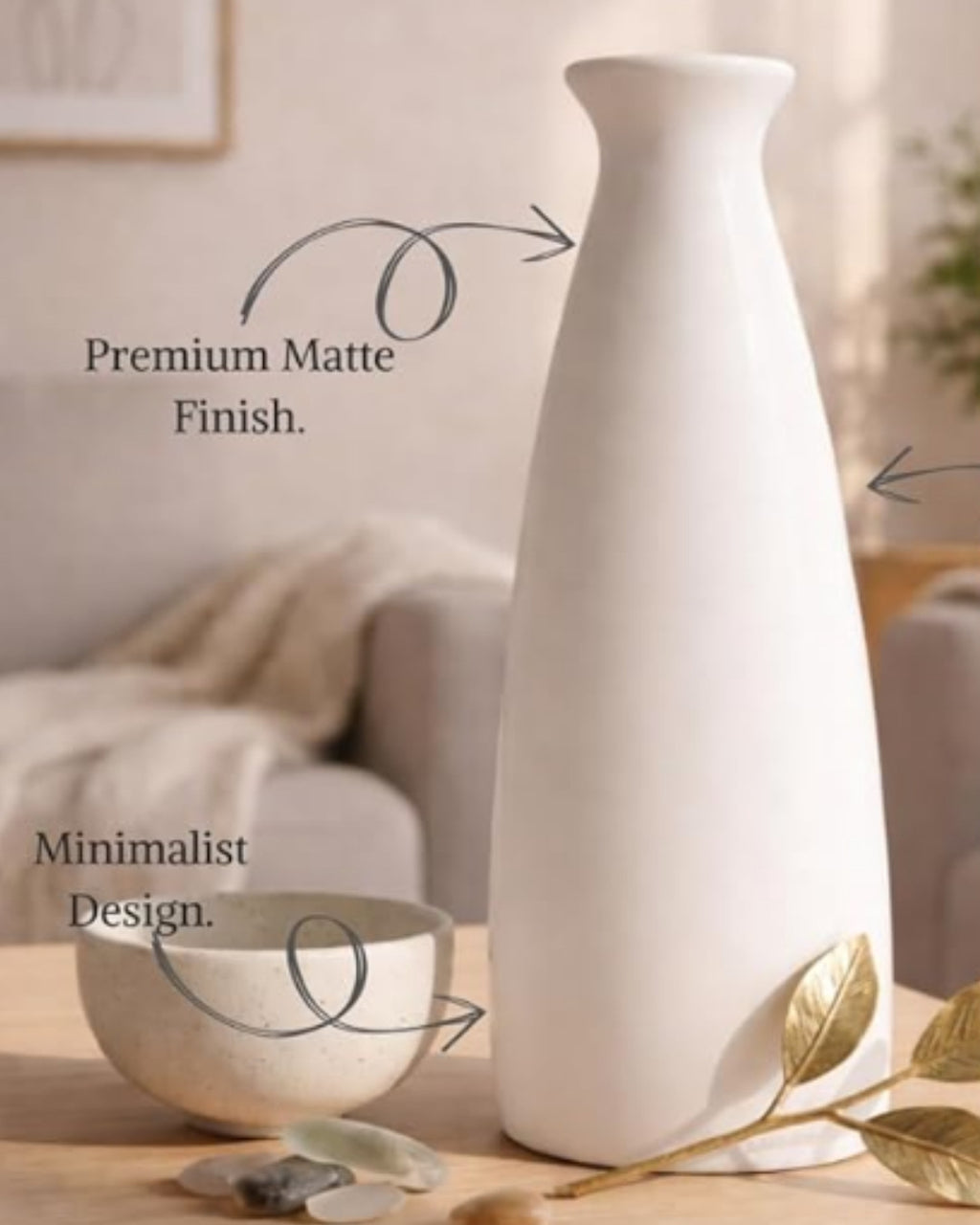 Ivory Grace Handcrafted Ceramic Flower Vase | Minimalist Home Décor | Inkraft Paragon